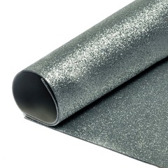 Фоамиран глиттерный, р. 20х30 см, 2 мм, тёмное серебро