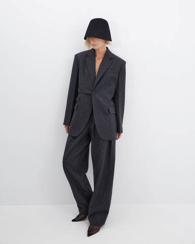 Брюки с защипами из шерсти Диор Кутюр темно-серый