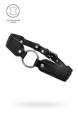 Черный кожаный чокер-ошейник со скруглёнными углами