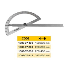 Угломер-транспортир 0-180° 120x200мм INOX Kinex 1089-07-120
