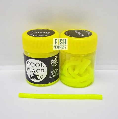 Форелевая приманка COOL PLACE Доширак  FLOATING STRETCH (плавающая/диаметр 0,4 мм/ длина 85мм) цвет ШАРТРЕЗ 12шт/банке.