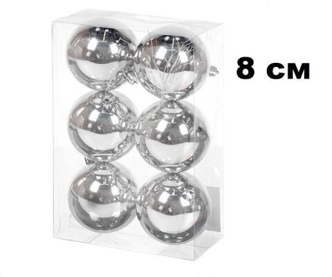 Набор шаров 8см 6шар 1цв однотонный глянец/матовый в пр уп 00099