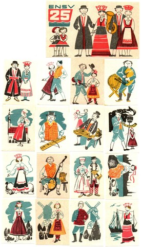 Набор спичечных этикеток - ENSV 25 - Эстонской ССР 25 лет - 1965 год - кабинетка и 16 стандартов