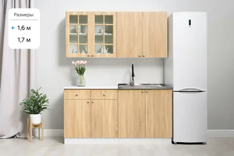 Кухня Техно-1 1,6м (490) (Дуб сонома, Белый (Антарес))