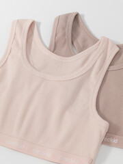 набор майка-топ  для девочки  К 1196-2уп/персиковый румянец,кофейный