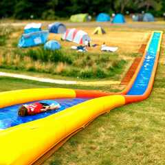 Водная горка с однослойным дном ТУРБО «Капля», герметичная, 35*2*0,4 м