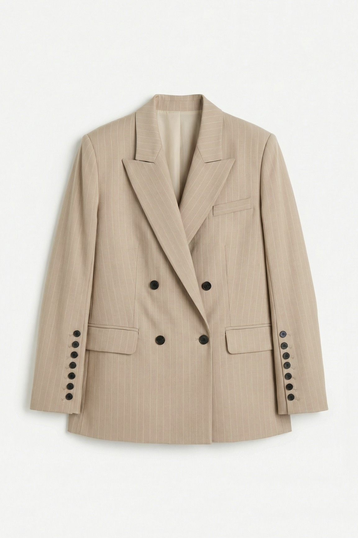 Жакет двубортный в полоску, мокко