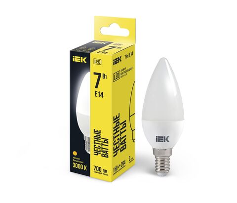 Лампа LED C35 свеча 7Вт 230В 3000К E14 IEK