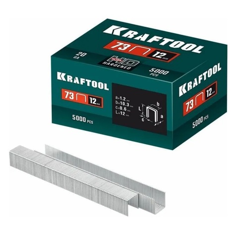 KRAFTOOL скобы тип 73, 12 мм, калибр 20GA. 5000 шт (31773-12)