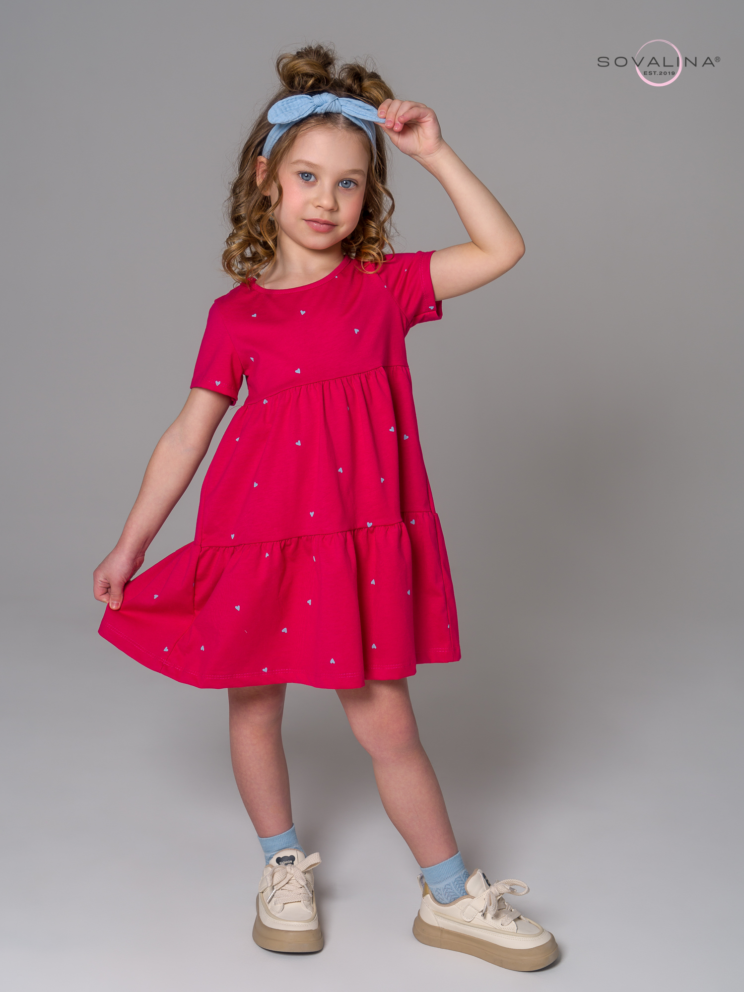 Платье Тия сердечки малина