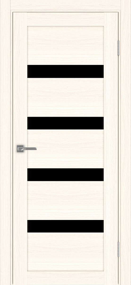 Дверь межкомнатная Оптима Порте Турин 505.12, цвет светлый ясень, экошпон, стекло лакобель черное