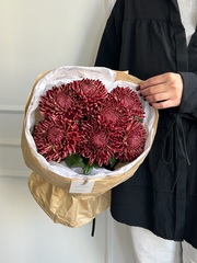 Моно из одноголовой хризантемы бордового оттенка 7 шт