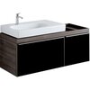 Шкафчик для раковины Geberit Citterio, с двумя выдвижными ящиками и полкой: B=118.4см, H=55.4см, T=50.4см, черный / глянцевое стекло, темный дуб / меламин, структура дерева