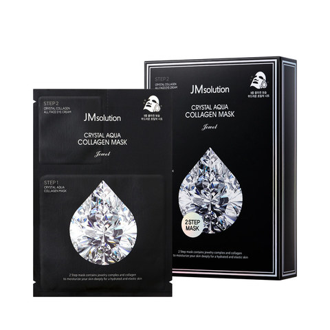 JMSolution Crystal Aqua Collagen Mask Jewel тканевая маска и крем для лица с 9 видами коллагена и 8 драгоценными камнями