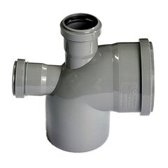 Колено 110х90 с выходом 50мм ВВЕРХ+ТЫЛ СЕРЫЙ