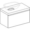 Шкафчик для накладной раковины Geberit Citterio, с одним выдвижным ящиком: B=88.4см, H=54.3см, T=50.4см, черный / глянцевое стекло, темный дуб / меламин, структура дерева