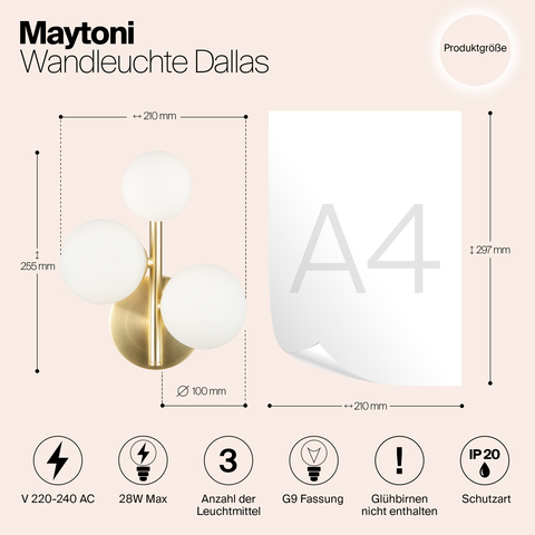 Настенный светильник Maytoni Dallas MOD545WL-03BS