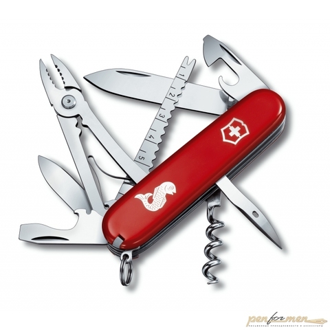 Нож перочинный Victorinox Angler 91мм 18 функций красный с лого Рыба (1.3653.72)