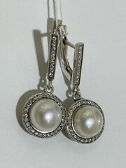 Белое солнце (серьги из серебра)