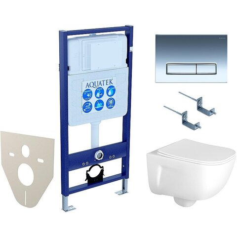Aquatek SET Aquatek ДИВА-016 4в1 SET Aquatek ДИВА-016 4в1 (рама Aquatek Standard INS-0000012+ кркпеж KKI-0000002+клавиша KDI-0000016+унитаз ДИВА AQ2012-00 с тонким сиденьем soft-close