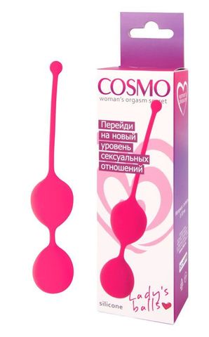 Розовые двойные вагинальные шарики Cosmo с хвостиком для извлечения - Cosmo COSMO CSM-23007-25