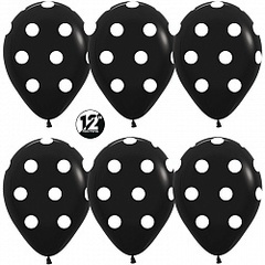 S 12''/30 см, Белые точки, Черный (080), пастель, 5 ст, 5 шт.