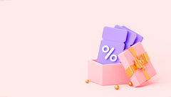 3D Открытая подарочная коробка с купонами