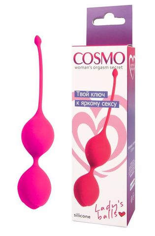 Розовые двойные вагинальные шарики с хвостиком Cosmo - Cosmo COSMO CSM-23008-25