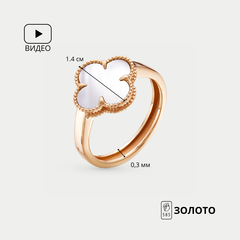 Кольцо женское из красного золота 585 пробы с перламутром (арт. 110136 п)