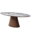 Стол овальный Ando 230х110 см, керамика Arabescato, шпон ореха