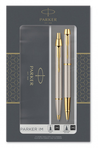 Набор подарочный Parker IM Core, Brushed Metal GT, ручка роллер+ручка шариковая (2093217)