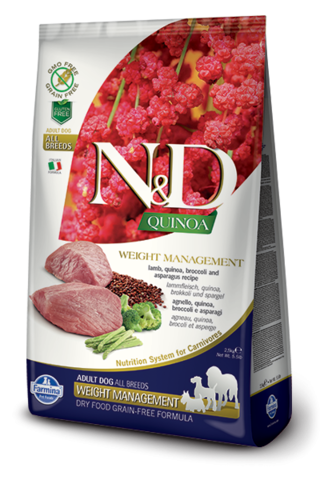Сухой беззерновой корм Farmina N&D GF Quinoa Weight Management Lamb Adult Dog All Breeds