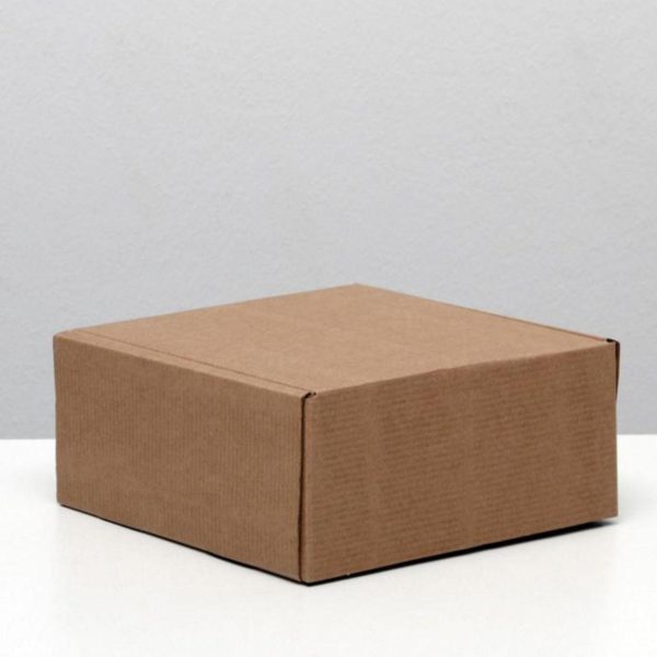 Коробка складная одиночная Квадрат, без окна, крафт, 19*19*9 см, 1 шт.