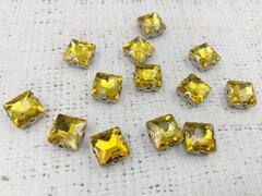 Стразы пришивные стекло в оправе, ш. 1,2 см, жёлтый