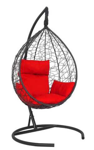 Подвесное кресло-кокон SEVILLA черное, красная подушка (Laura Outdoor)
