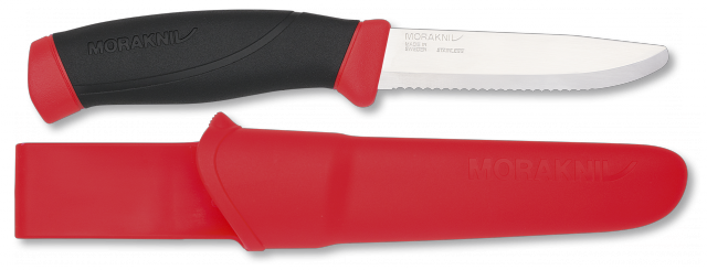Нож Morakniv Companion Rescue SRT Safe, серейтор, нержавеющая сталь, клинок 99мм, сигнальный красный