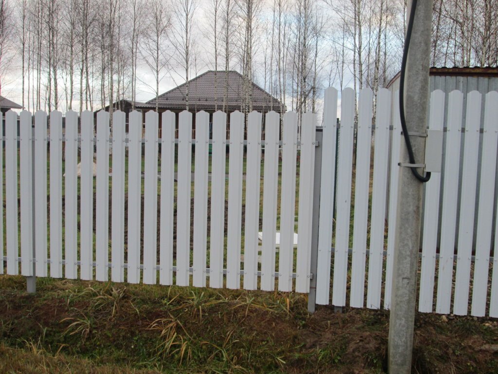 Забор из белого евроштакетника фото