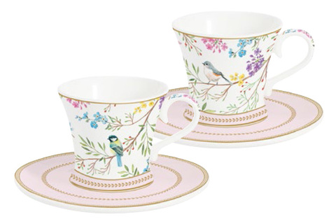 Набор чашек с блюдцами 2шт 80мл Easy Life Пение птиц