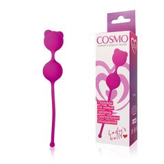 Ярко-розовые вагинальные шарики с ушками Cosmo - 
