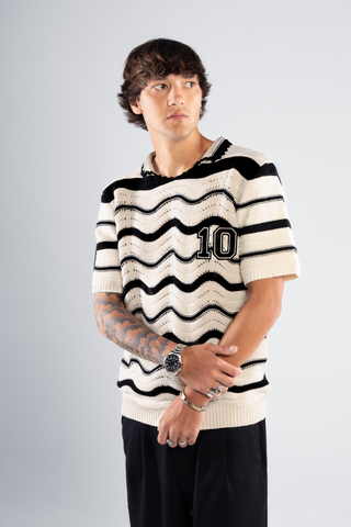 Поло ФК 10 Striped чёрно-молочное