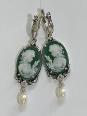 Камея Б.жемчуг (серьги из серебра)