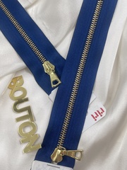 Молния Riri, на атласной тесьме, золотистая, 4мм, цвет 9603 синий