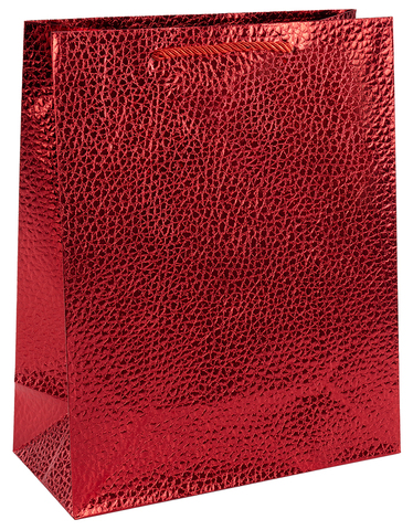 Пакет подарочный S вертикальный, Фактура кожи, Дизайн №1, Красный, Металлик, 18*23*10 см (Д*В*Ш), 1 шт.