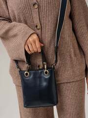 Сумка кожаная кросс-боди Deboro 30347 синие чернила/фавола