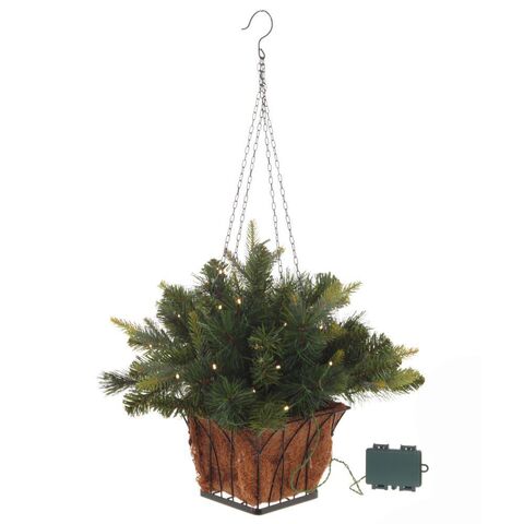 Кашпо хвойное с подсветкой, 35 LEDламп, 92ветки, L49 W49 H73 см, (3хАА н/п)