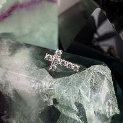 Накрутка "Crystal Cross 7 Stones" - Розовое золото - White CZ