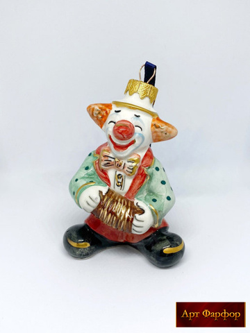 Ёлочная игрушка Клоун зелено-оранжевый