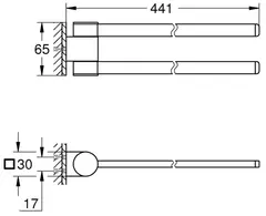 Держатель для полотенца двойной GROHE Selection , поворотный, металл, фантомный чёрный 41219KF0