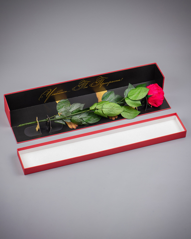 Роза Премиум в подарочной коробке(красная) комплимент .Бутон красный.