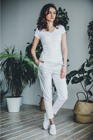 Брюки женские м535В хлопок стретч белый3134